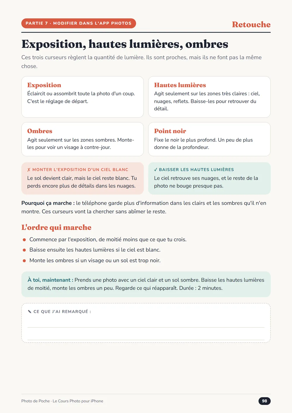 Page « Exposition, hautes lumières, ombres »